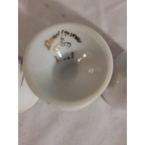 3 Vtg Porcelain Footed Egg Cup White Pink Roses Gold Trim 2.5inx2in - Picture 9 of 11